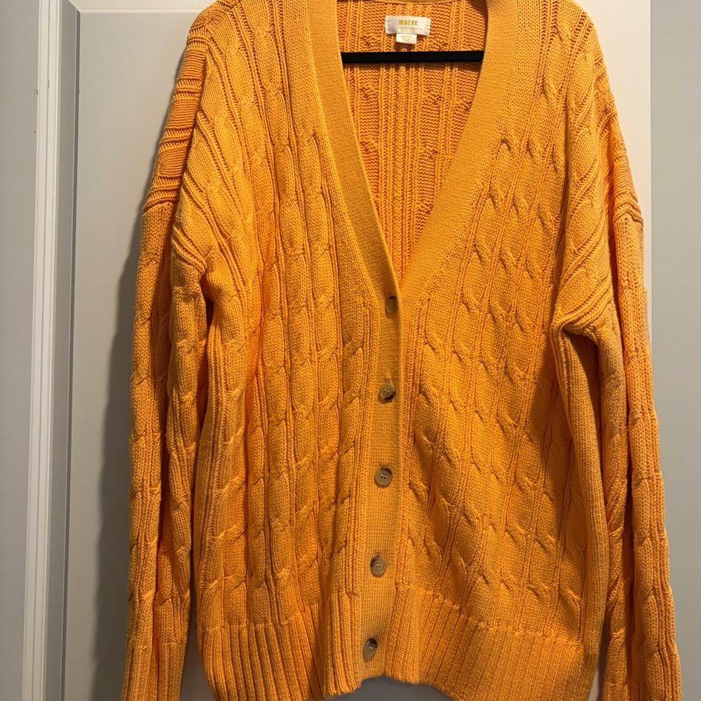 Maeve Vibrant Orange Cable Knit Cardigan - Picture 4 of 9